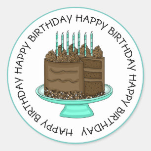 Adesivo Bolo de Chocolate de Aniversário