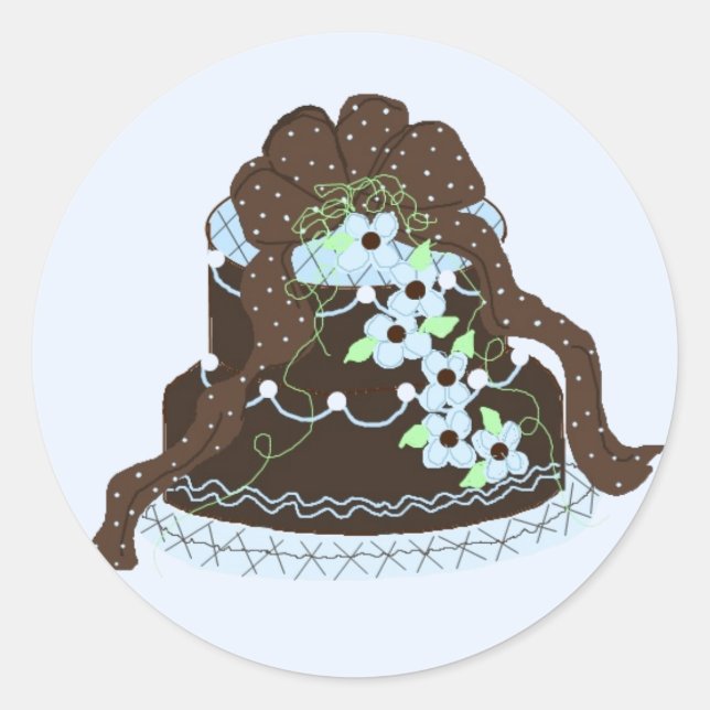 Adesivo Bolo de Chocolate e Azul Elegante (Frente)