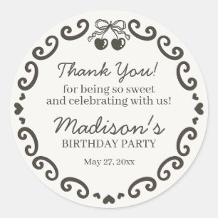 Adesivo Bolo de Coquetel Retro Cardíaco com Arco bege - An