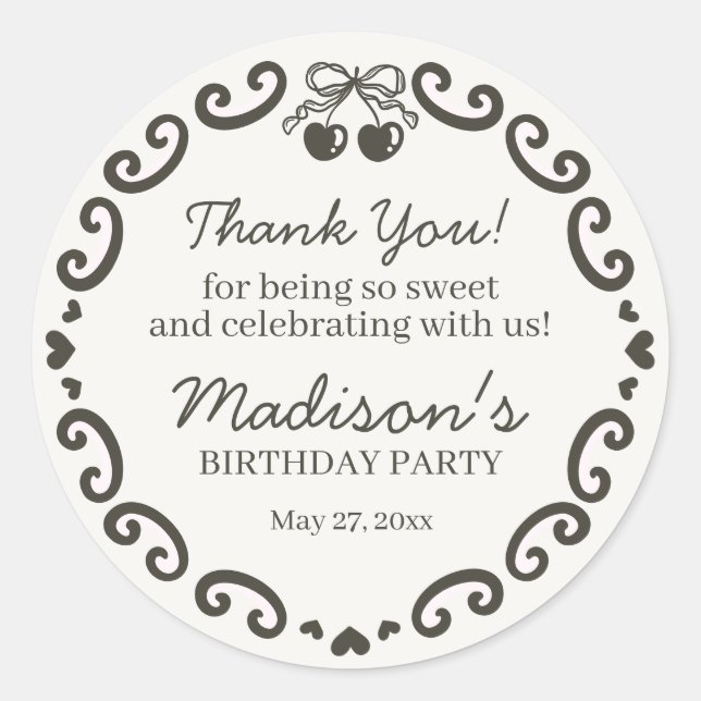 Adesivo Bolo de Coquetel Retro Cardíaco com Arco bege - An (Frente)