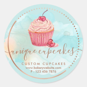Adesivo Bolo de Cupcake de Bolacha Doce Padaria Azul Berry