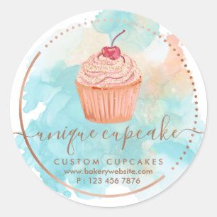 Adesivo Bolo de Cupcake de Frutas Vermelhas Ombre Padaria