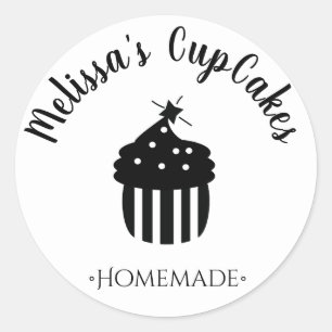 Adesivo Bolo De CupCake Minimalista Monocromática Padaria