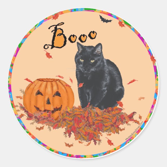 Adesivo BOLO de Halloween de Gato Negro! (Frente)