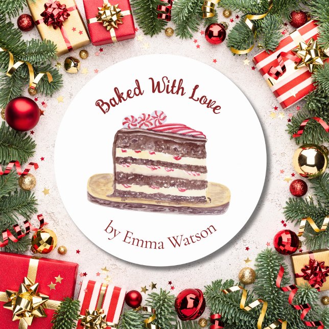 Adesivo Bolo de menta-Pepperminta Aquarela Feita Com Amor (Criador carregado)