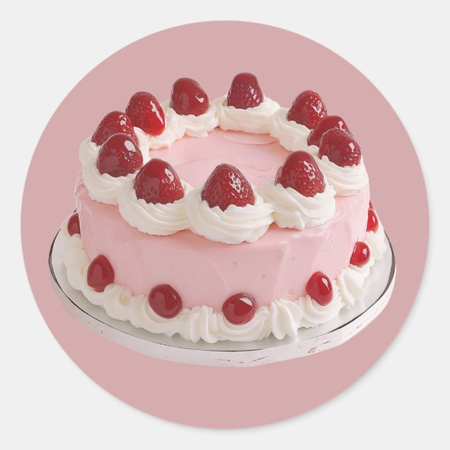 Adesivo Bolo de Morango Vintage (Frente)