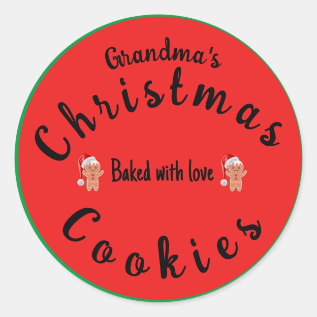 Adesivo Bolo de Natal Biscoitos da Vovó  (Frente)