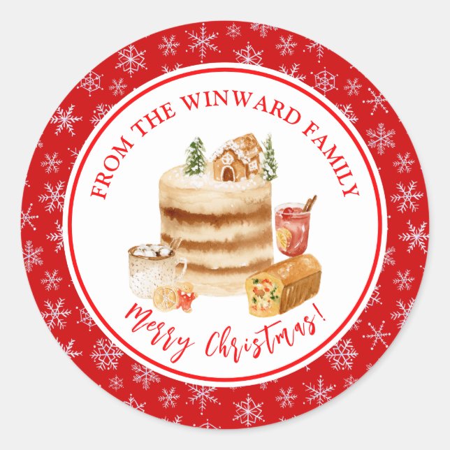 Adesivo Bolo de Natal de Confeitaria de Férias (Frente)