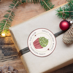 Adesivo Bolo de Natal Personalizado com Desejos de Férias