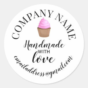 Adesivo Bolo de nome de empresa de amor feito à mão