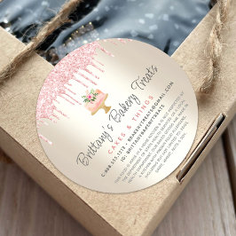 Adesivo Bolo de padaria pincelado cor-de-rosa pia pílulas 