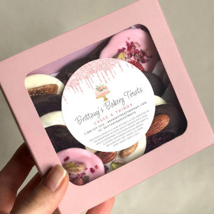 Adesivo Bolo de padaria pincelado cor-de-rosa pinga Desert