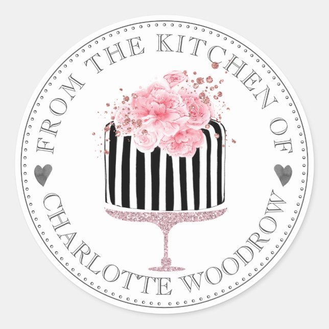 Adesivo Bolo De Sobremesa Listrado Caprichoso Aguarela (Frente)