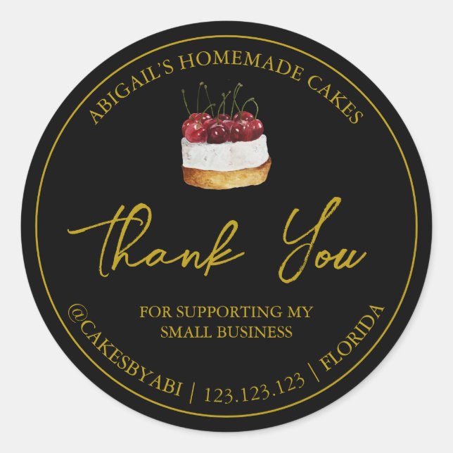 Adesivo Bolo de Sobremesa Simples - Homemade Obrigado (Frente)