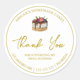 Adesivo Bolo de Sobremesa Simples - Homemade Obrigado