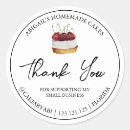 Adesivo Bolo de Sobremesa Simples - Homemade Obrigado