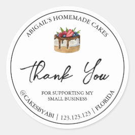 Adesivo Bolo de Sobremesa Simples - Homemade Obrigado