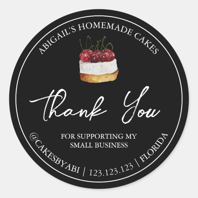 Adesivo Bolo de Sobremesa Simples - Homemade Obrigado (Frente)