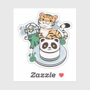 Adesivo Bolo de Tigre Kawaii, Amabie Yokai & Panda