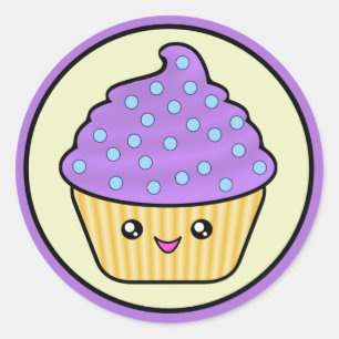 Adesivo Bolo de Xícara Roxo Kawaii