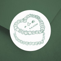 Bolo Desenhado à Mão Vintage Verde Casamento Capri