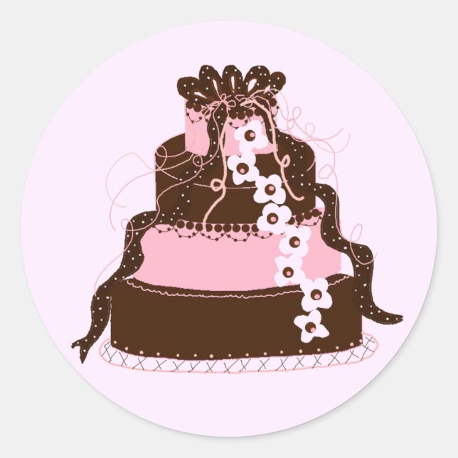 Adesivo Bolo Elegante de Rosa e Chocolate (Frente)