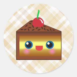Adesivo Bolo Kawaii Torta Chocolate Creme De Baunilha Cere