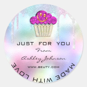 Adesivo Bolo Padaria Caseira Doces Logotipo Sorriso Rosa M