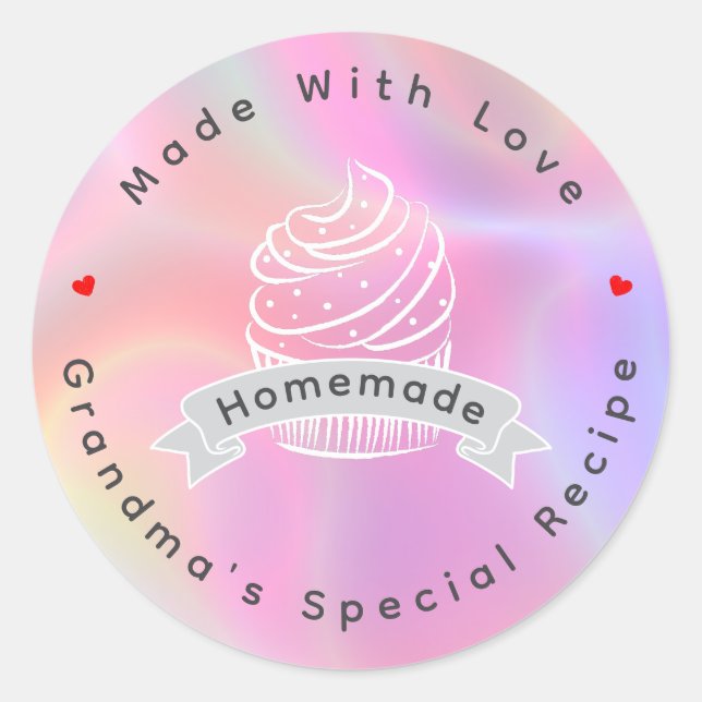 Adesivo Bolo Personalizado Caseiro Feito Com Amor (Frente)