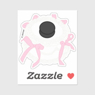 Adesivo Bolo Redondo Branco de Hockey com Arcos Rosa