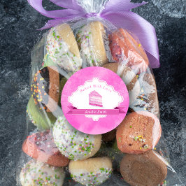 Adesivo Bolo Rosa De Aquarela Elegante Com Amor