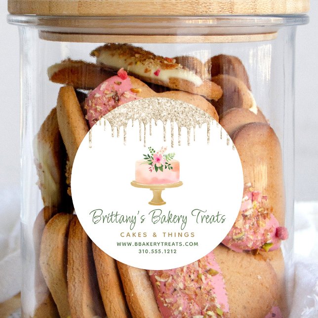 Adesivo Bolo Rosa Dourado Bolo-Blush Dessert Glitter (Criador carregado)