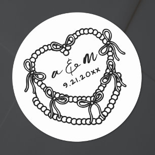 Adesivo Bolo Vintage Desenhado à Mão Casamento Caprichoso