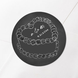Adesivo Bolo Vintage Desenhado à Mão Quadro Negro Casament