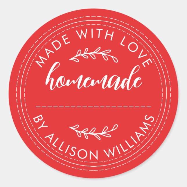 Adesivo Bolos Caseiros Rústicos Lata de Geléia Vermelho Vi (Frente)