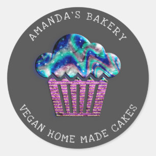 Adesivo Bolos Cupcake Doce Para Casa Vegan Cinza Roxo