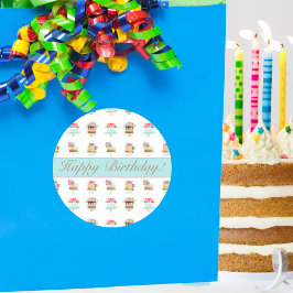 Adesivo Bolos de Aniversário Florais Feliz Aniversário Aqu