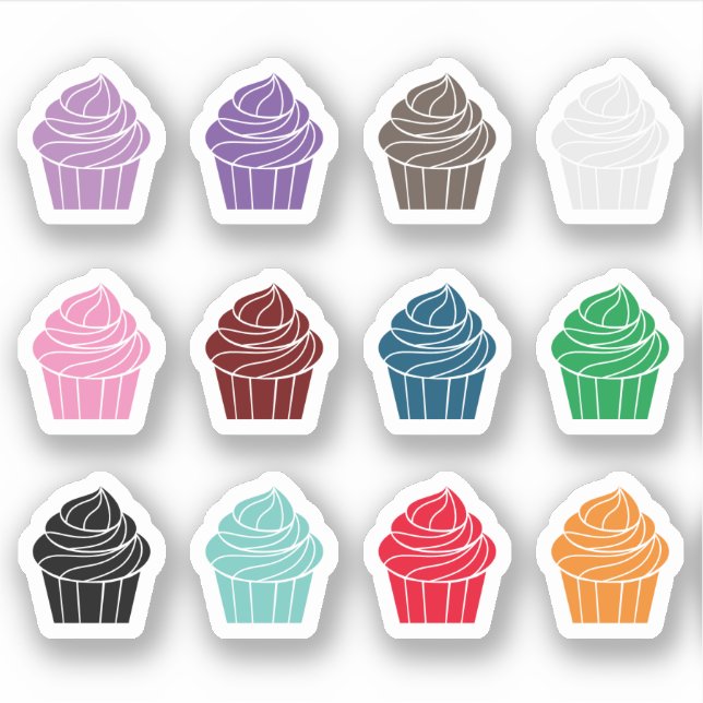 Adesivo Bolos de Cores de Cores Personalizados do cupcake (Frente)