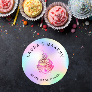 Adesivo Bolos de folha holográfica e Cupcake doce