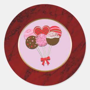 Adesivo Bolos de São Valentim em Pops Pink Vermelho Preto