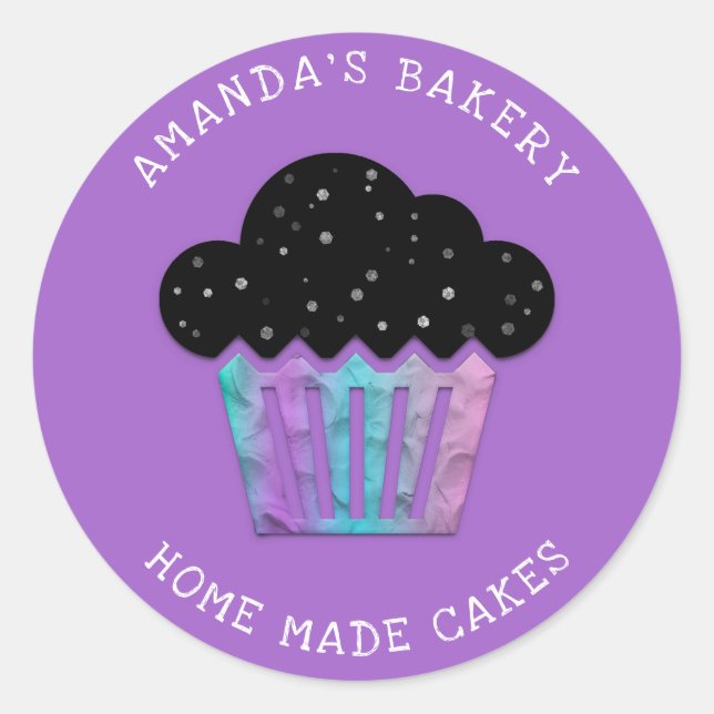 Adesivo Bolos Doce Cupcake Home Bakery Purple3D (Frente)