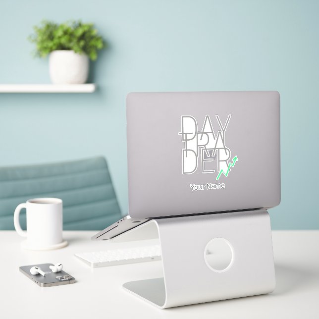 Adesivo Bolsa de Valores do Dia Trader e Cryptocurrency (Laptop na mesa)