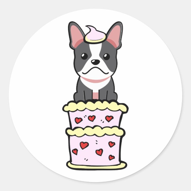 Adesivo Bolsa francesa engraçada saltando de um bolo (Frente)