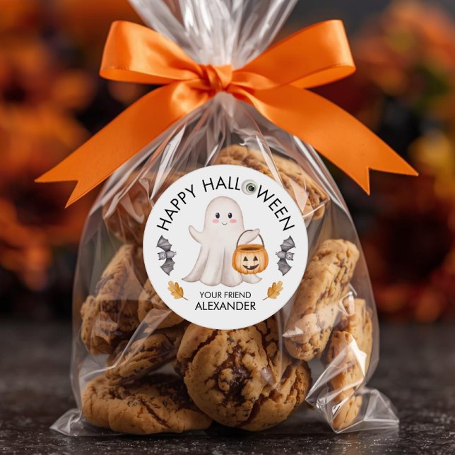 Adesivo Bolsas de Feliz Dia das Bruxas para Favores Escola (Criador carregado)