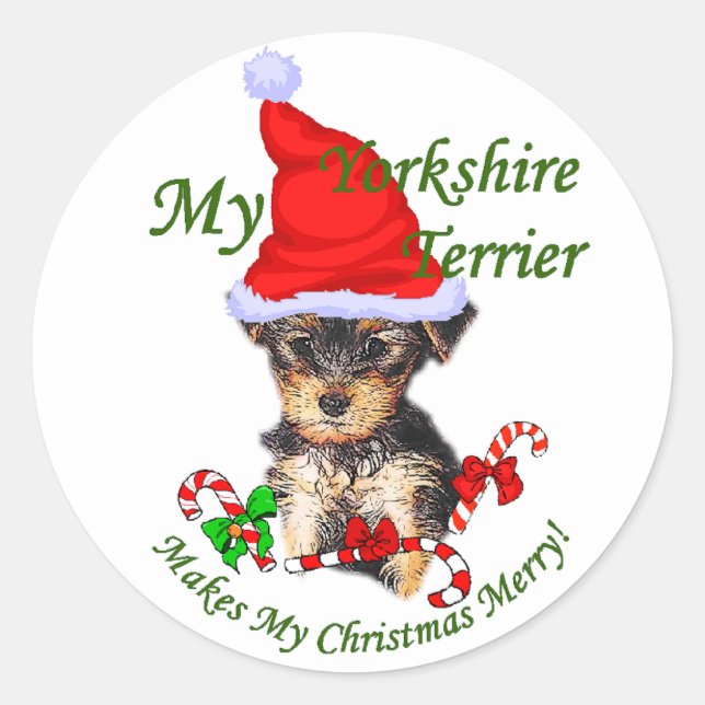 Adesivo Bolsas de Natal de Yorkshire Terrier (Frente)