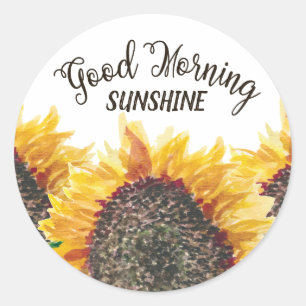 Adesivo Bom Dia Sunshine Amarelo Marrom Girassóis
