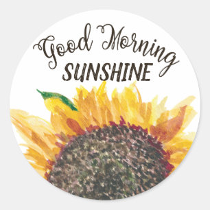 Adesivo Bom Dia Sunshine Amarelo Marrom Girassol Branco