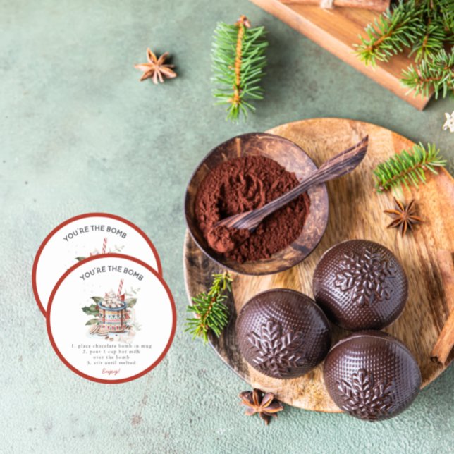Adesivo Bomba Clássica de Chocolate Quente de Natal (Criador carregado)