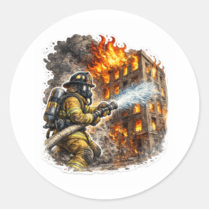 Adesivo Bombeiro Herói Lutando Contra Incêndio Resgate Ade
