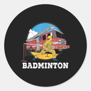 Adesivo Bombeiro Jogando Badminton Fireman Firewar Sp